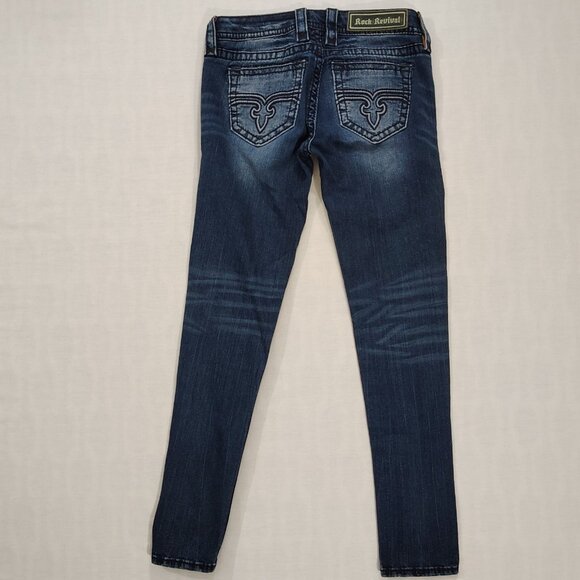 Rock Revival Anabela Skinny Jeans Womens Size 26 Low Rise Stretch Blue Denim - Picture 2 of 16